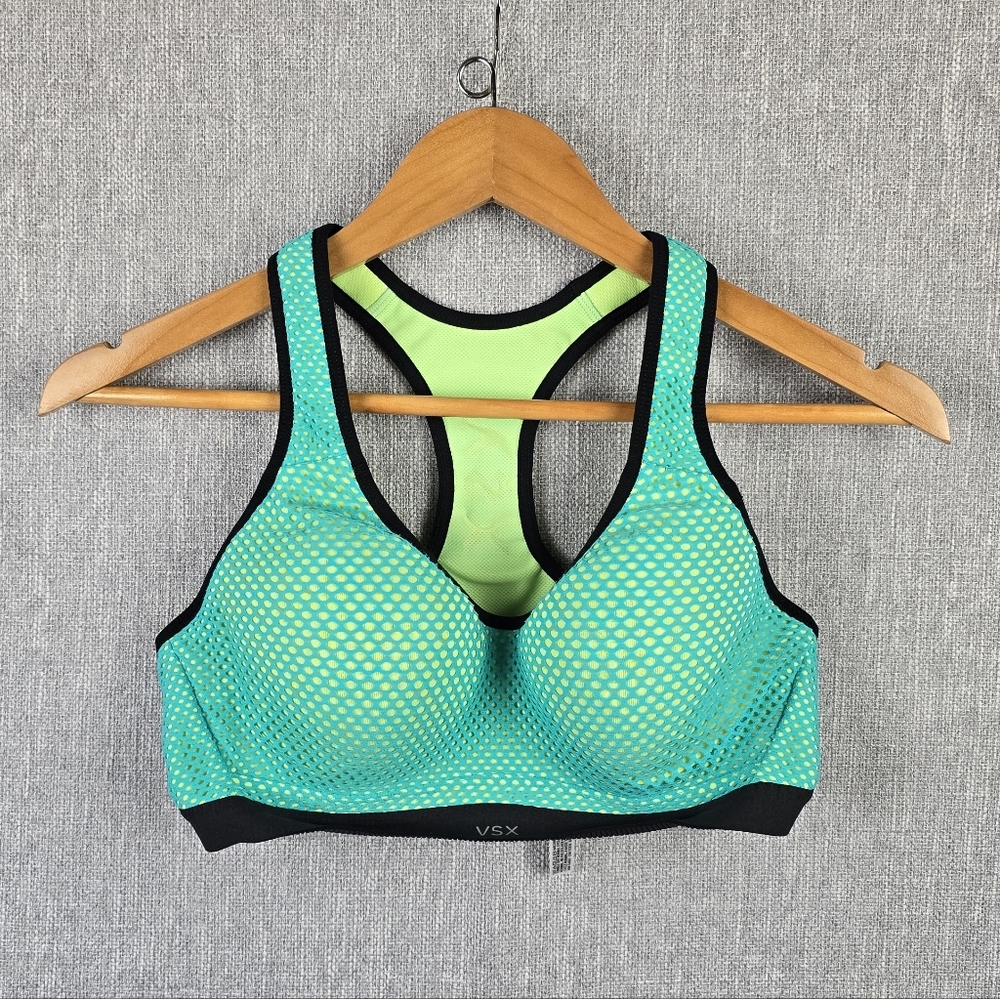 Victoria's Secret Teal & Lime Green Racerback Sports Bra